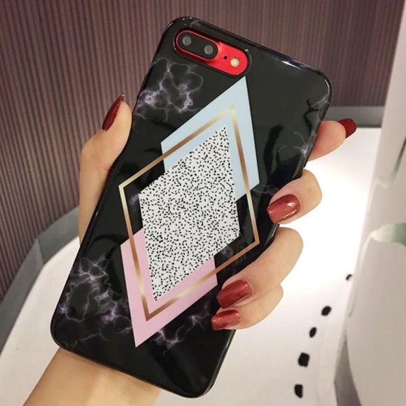 iPhone 7/8/7+/8+ Geometric Granite Marble Case - Picture 4 of 5